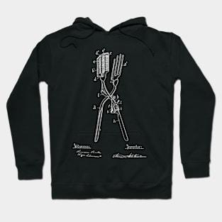 Curling Tongs Vintage Patent Hand Drawing Hoodie